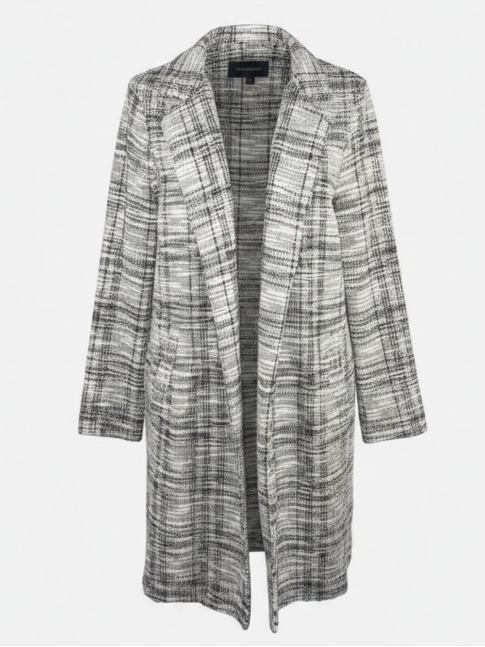 Melloday Open Front Lightweight Plaid Topper Black Ivory from Nordstrom size L